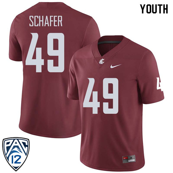 Youth #49 Brett Schafer Washington State Cougars College Football Jerseys Sale-Crimson